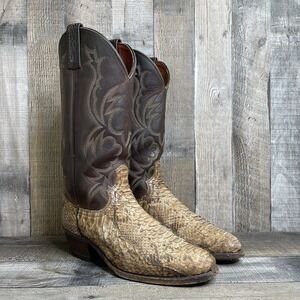 Mens Dan Post Vintage Exotic Python Snake Leather Western Cowboy Boots Size‎ 8 D